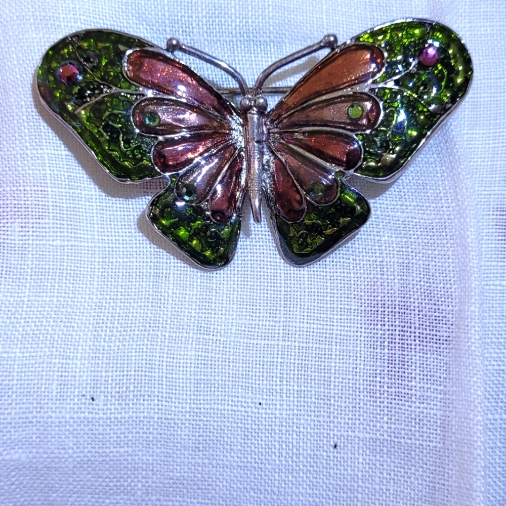 Lovely Enameled Butterfly Broach.